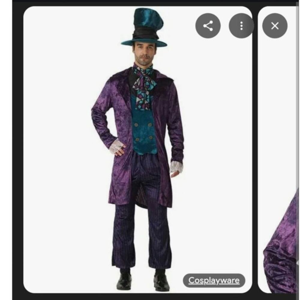 EraSpooky Halloween Costume Mad Hatter Mens One Size Alice in Wonderland Cosplay